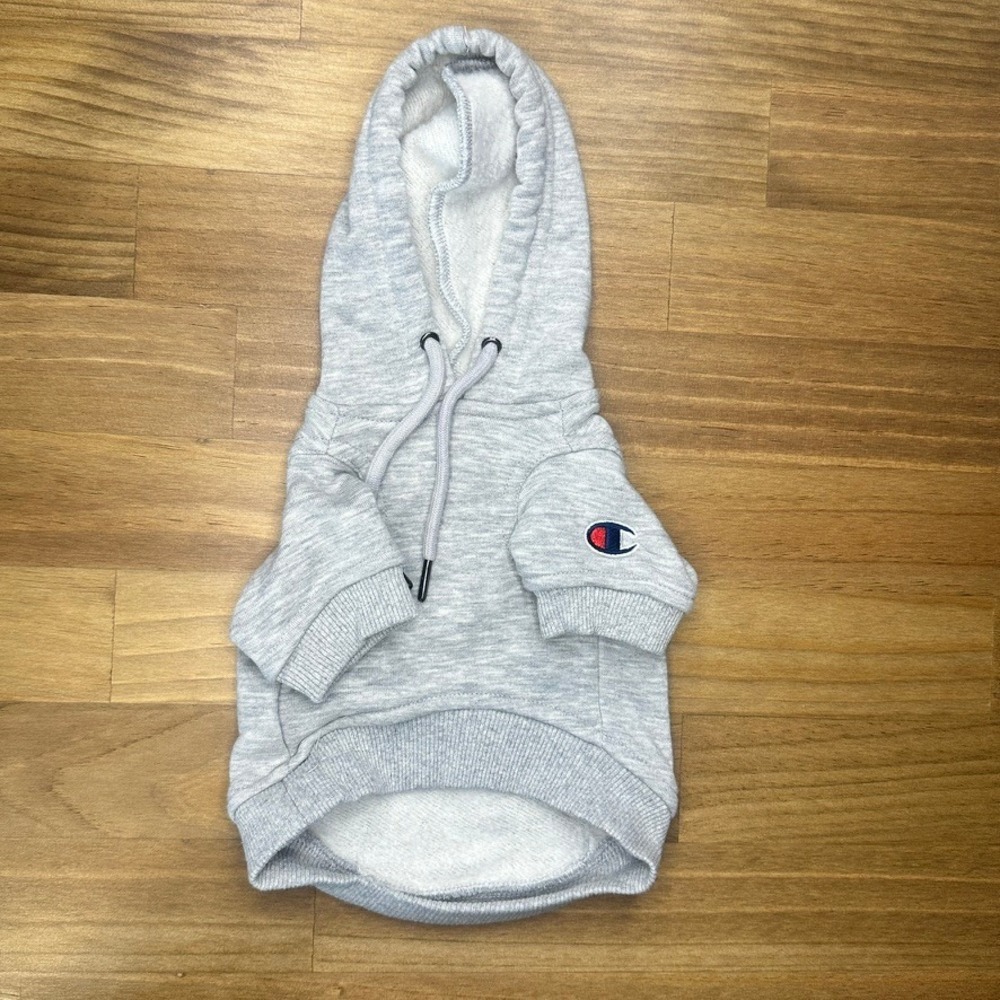 Champion Pet Dog Hoodie Gray Fleece Pullover Sweatshirt XS Small Dog